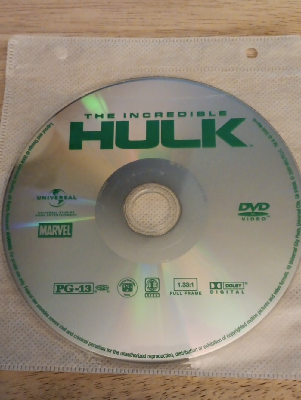 The Incredible Hulk DVD *NO CASE*